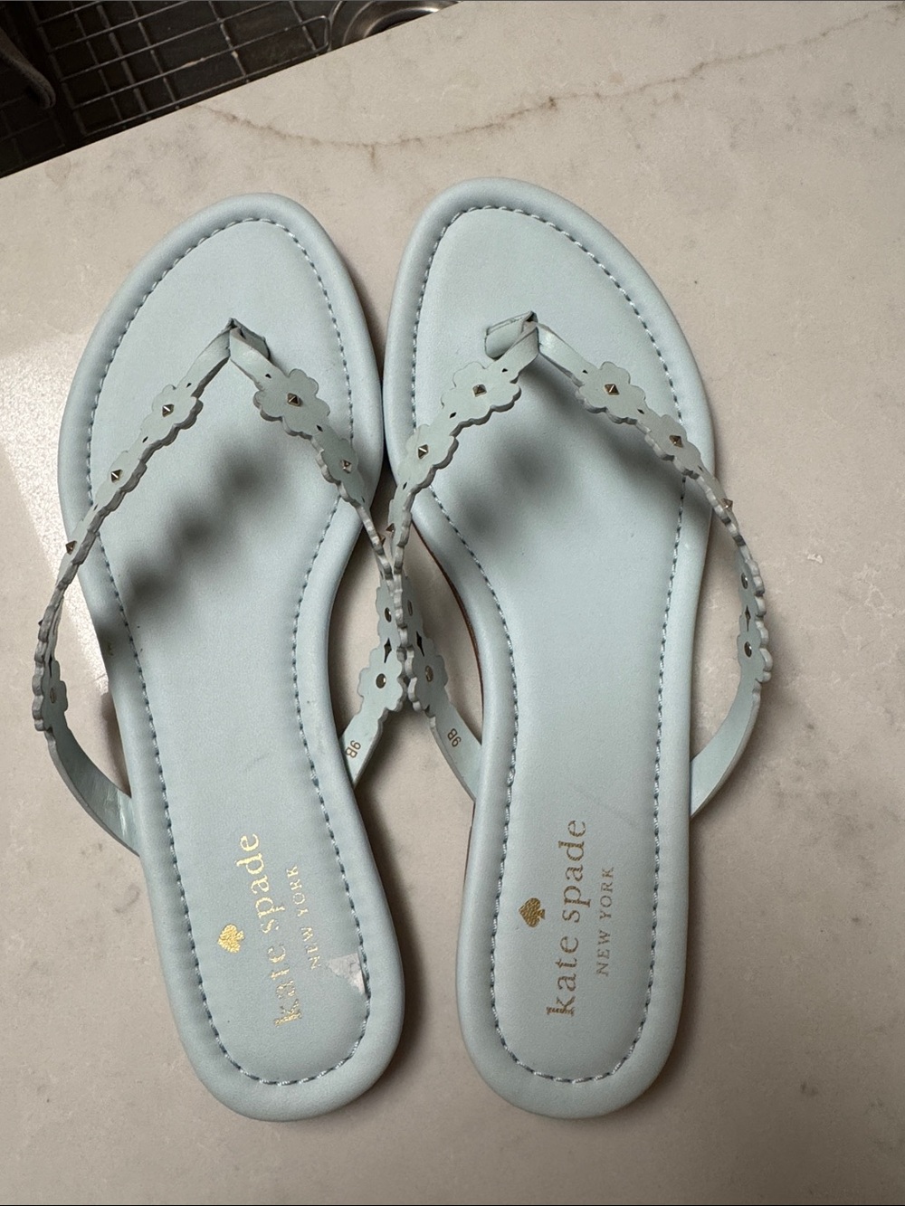 kate spade pastel blue floral thong sandals